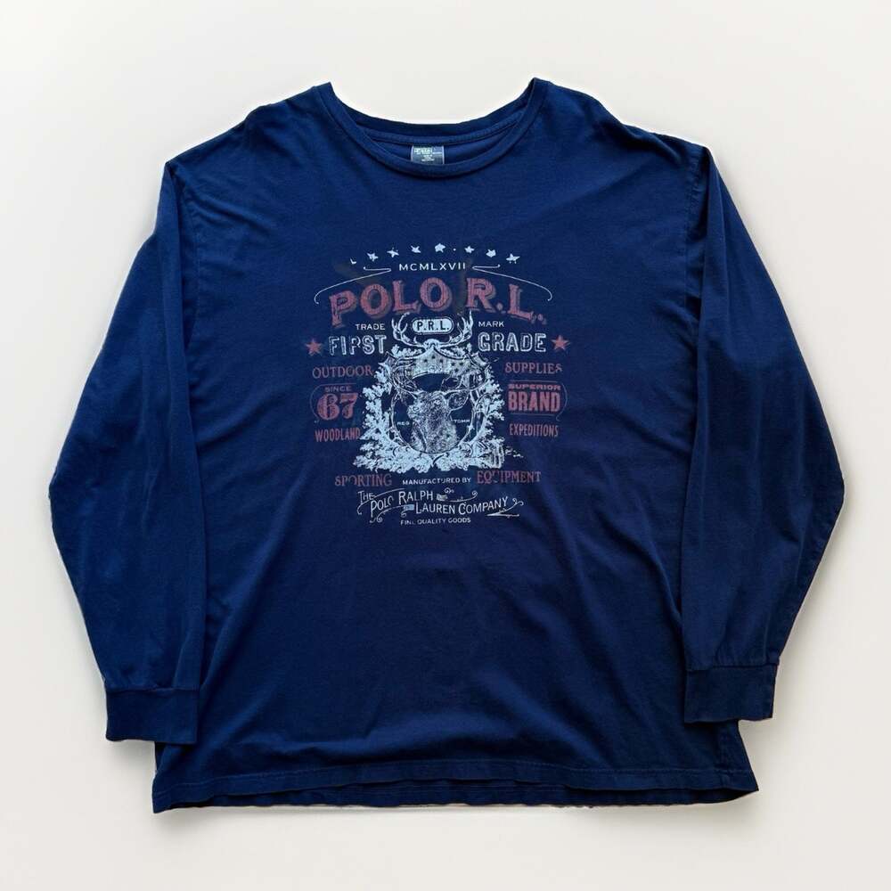 Polo Ralph Lauren Outdoors Sportsman Woodland Shirt XL Blue Cotton Country RRL